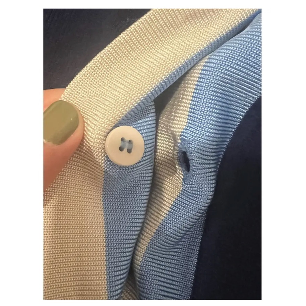 Sandro Paris Designer Clotilidr Marine Wool Cashmere Colorblock Cardigan - Picture 5 of 7